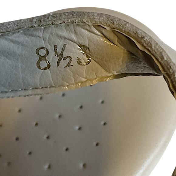SAS Suntimer Sandals Sz 8.5 S-AAA Pearl Bone Ivory Leather Sling Back Peep Toe - Picture 2 of 14